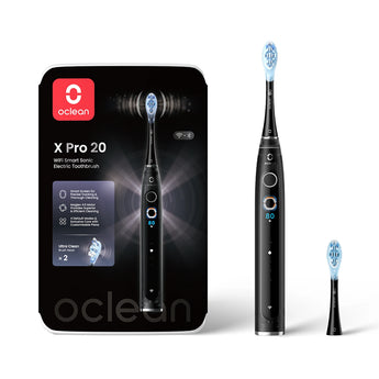 Oclean X Pro 20 electric toothbrush with packaging on a white background - Black